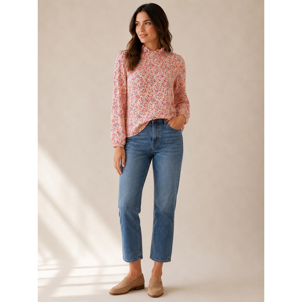 J.Crew Blouse Women S Liberty Fabrics Floral Ruffle  Cottagecore‎ Coastal Boho